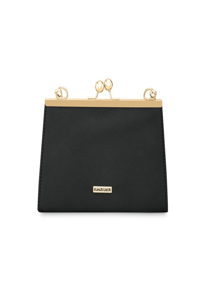 fastrack Black Party Sling Bag for Women | Faux Leather Crossbody with Detachable Strap & Sleek Hardware | Compact & Stylish Evening Bag for Parties, Dinners & Nights Out - Image 4